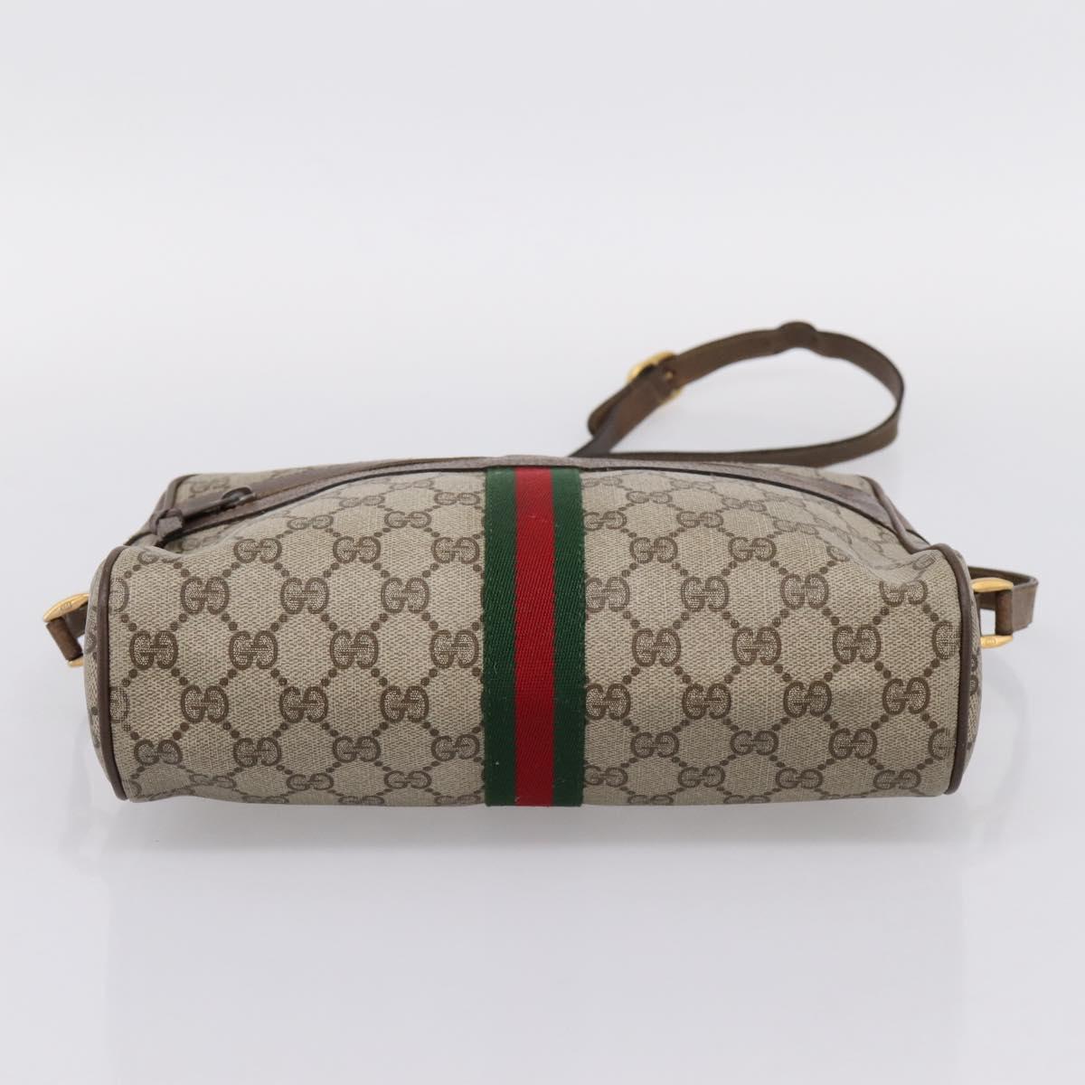 GUCCI GG Supreme Web Sherry Line Shoulder Bag PVC Beige 56 02 005 Auth kk715