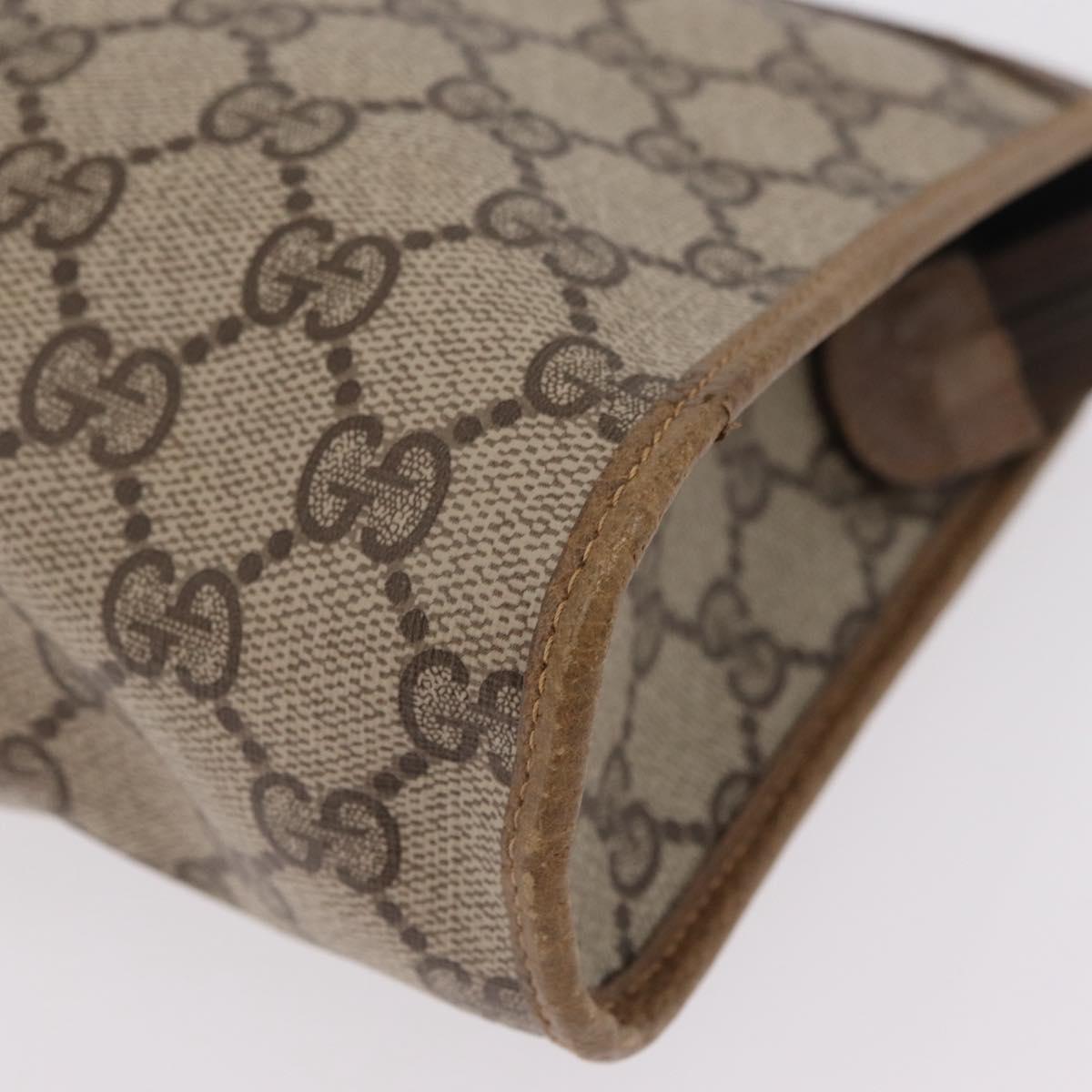 GUCCI GG Supreme Clutch Bag PVC Beige Gold Tone 97 01 037 Auth kk716