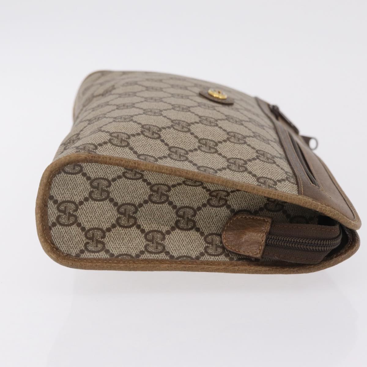 GUCCI GG Supreme Clutch Bag PVC Beige Gold Tone 97 01 037 Auth kk716
