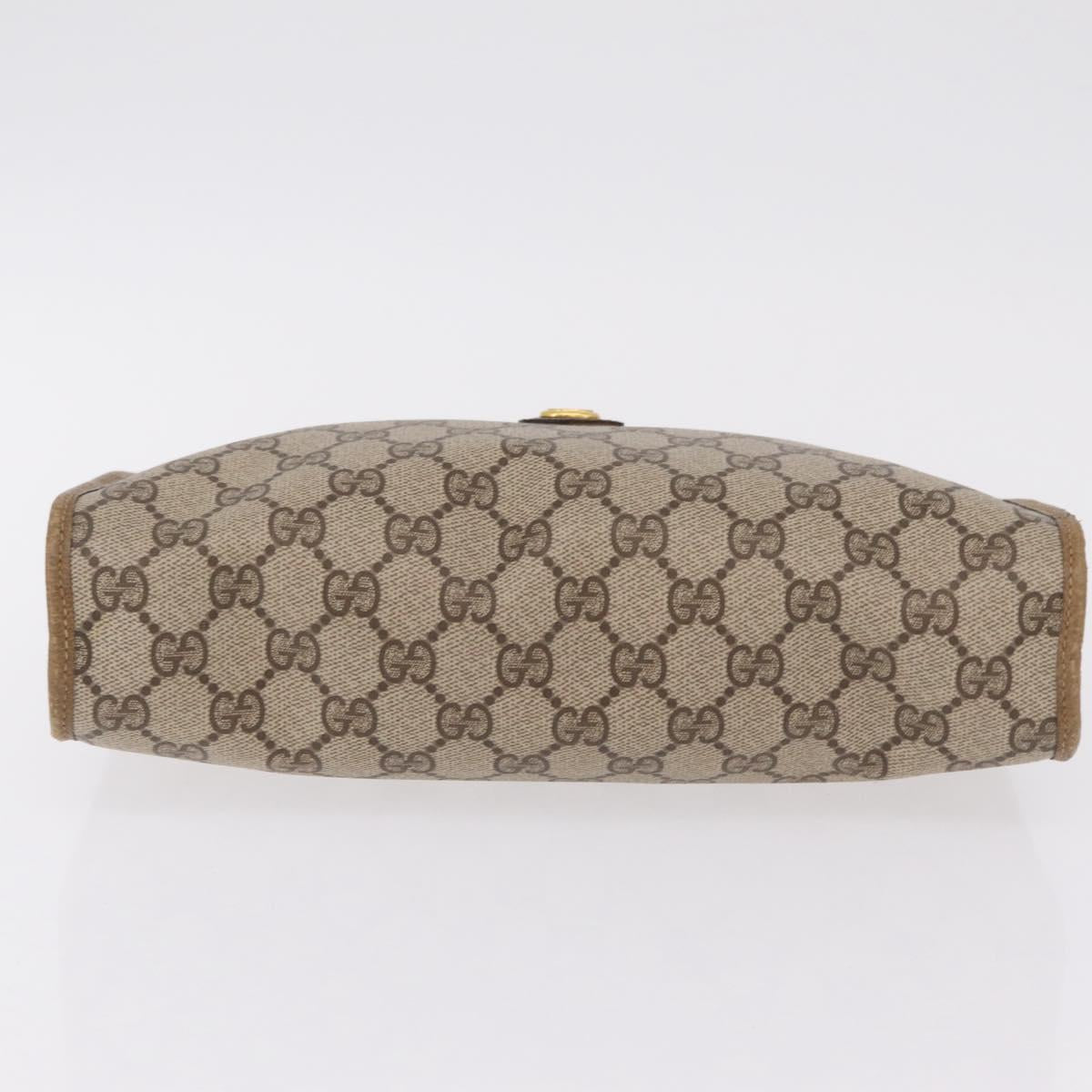 GUCCI GG Supreme Clutch Bag PVC Beige Gold Tone 97 01 037 Auth kk716