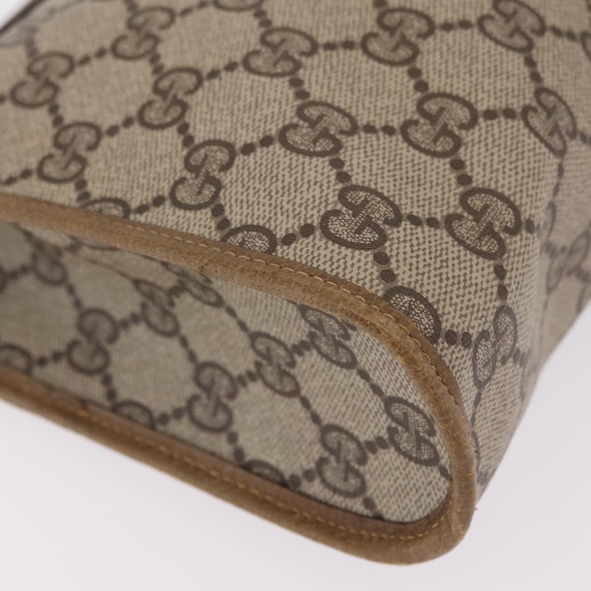GUCCI GG Supreme Clutch Bag PVC Beige Gold Tone 97 01 037 Auth kk716