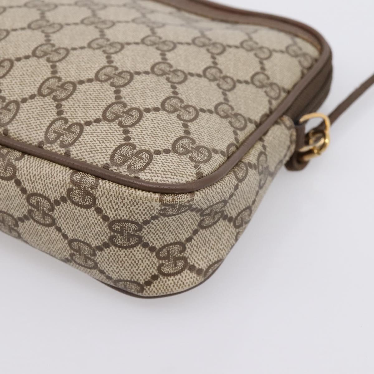 GUCCI GG Supreme Shoulder Bag PVC Beige Gold Tone 119 02 068 Auth kk717
