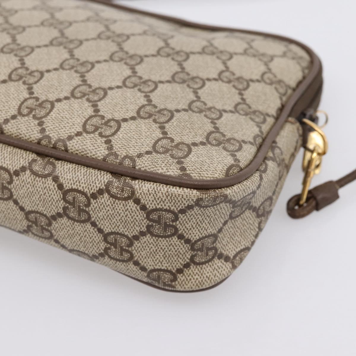 GUCCI GG Supreme Shoulder Bag PVC Beige Gold Tone 119 02 068 Auth kk717