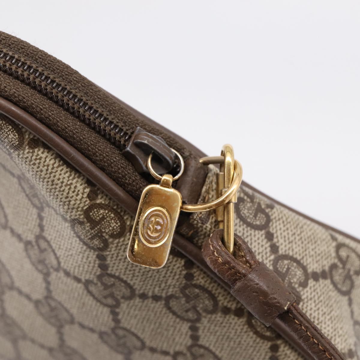 GUCCI GG Supreme Shoulder Bag PVC Beige Gold Tone 119 02 068 Auth kk717