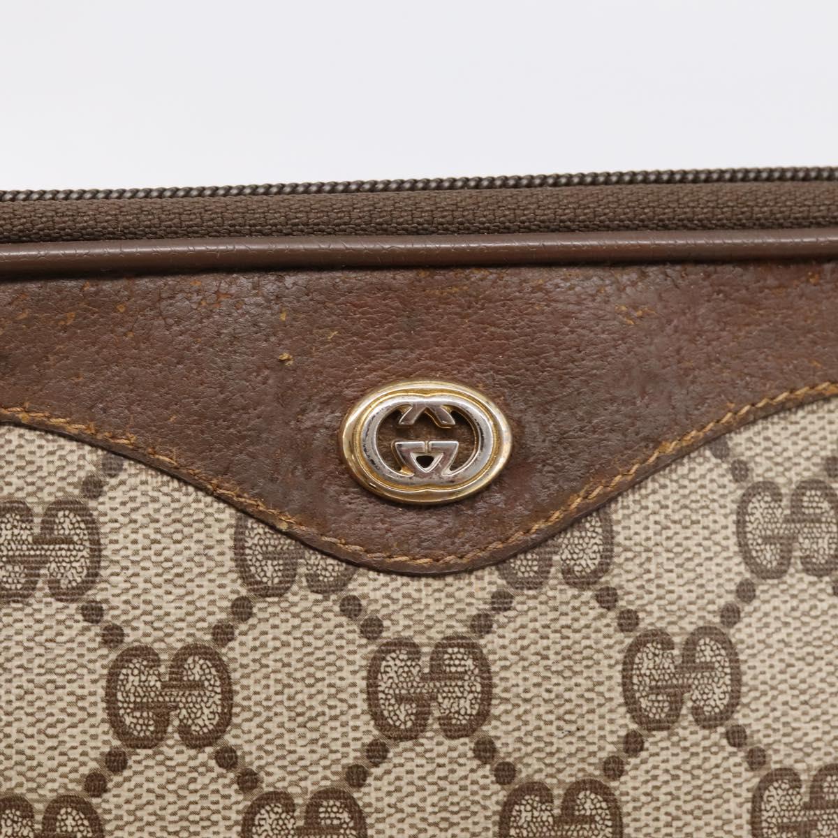GUCCI GG Supreme Shoulder Bag PVC Beige Gold Tone 119 02 068 Auth kk717