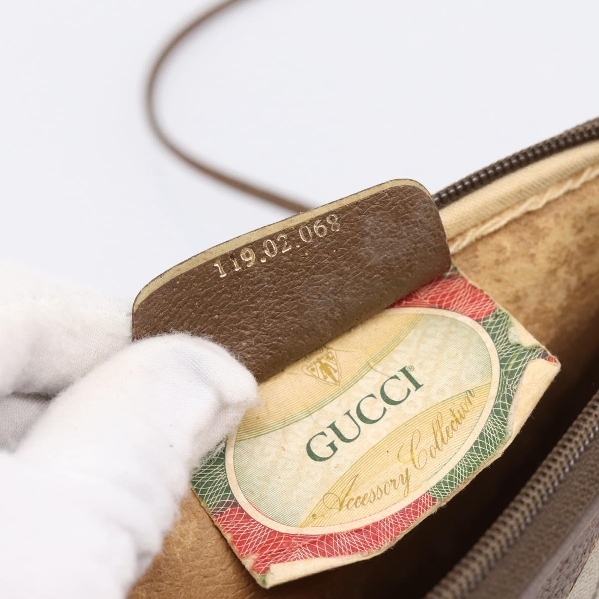 GUCCI GG Supreme Shoulder Bag PVC Beige Gold Tone 119 02 068 Auth kk717