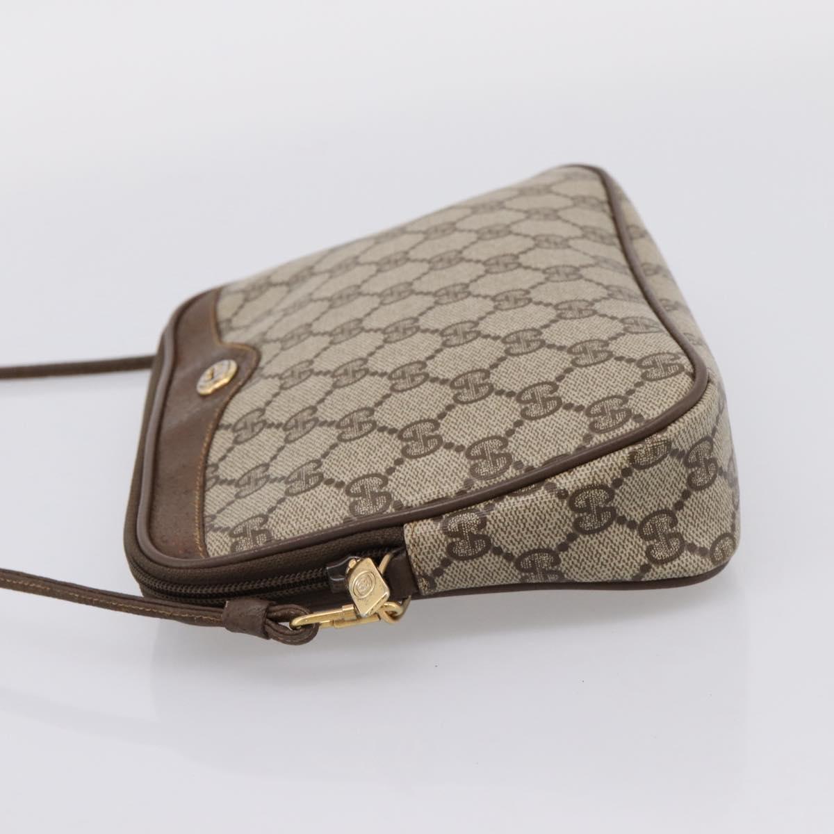 GUCCI GG Supreme Shoulder Bag PVC Beige Gold Tone 119 02 068 Auth kk717