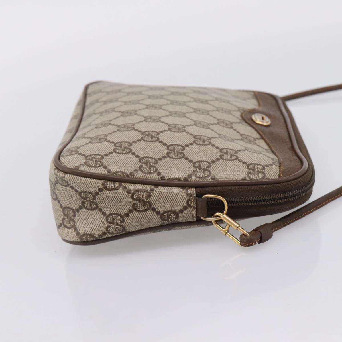 GUCCI GG Supreme Shoulder Bag PVC Beige Gold Tone 119 02 068 Auth kk717