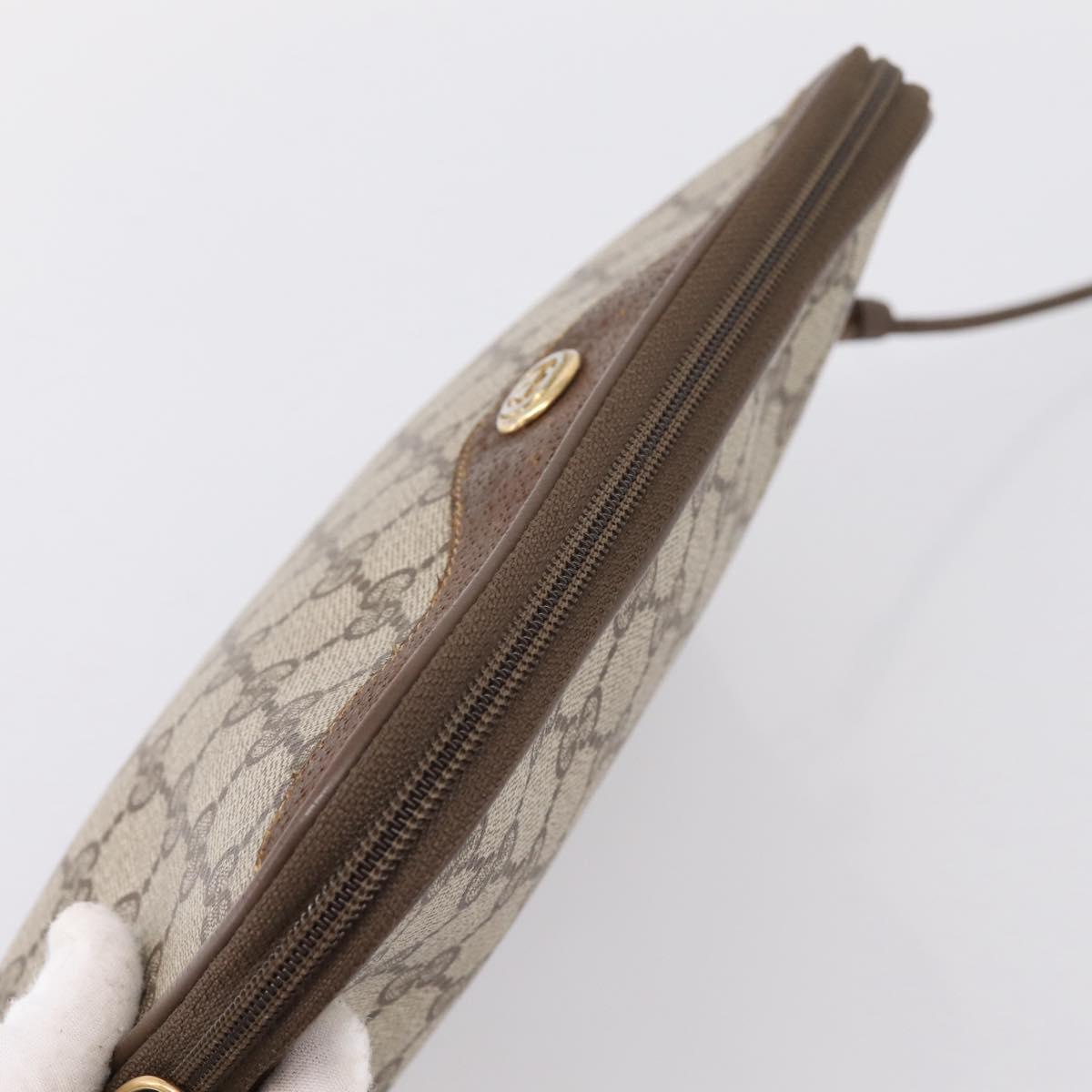GUCCI GG Supreme Shoulder Bag PVC Beige Gold Tone 119 02 068 Auth kk717