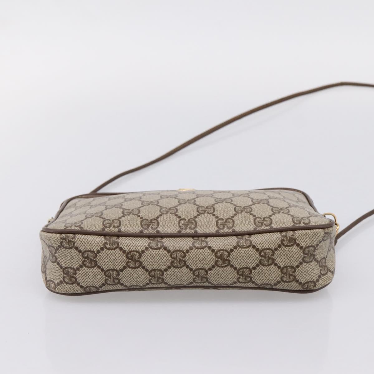 GUCCI GG Supreme Shoulder Bag PVC Beige Gold Tone 119 02 068 Auth kk717