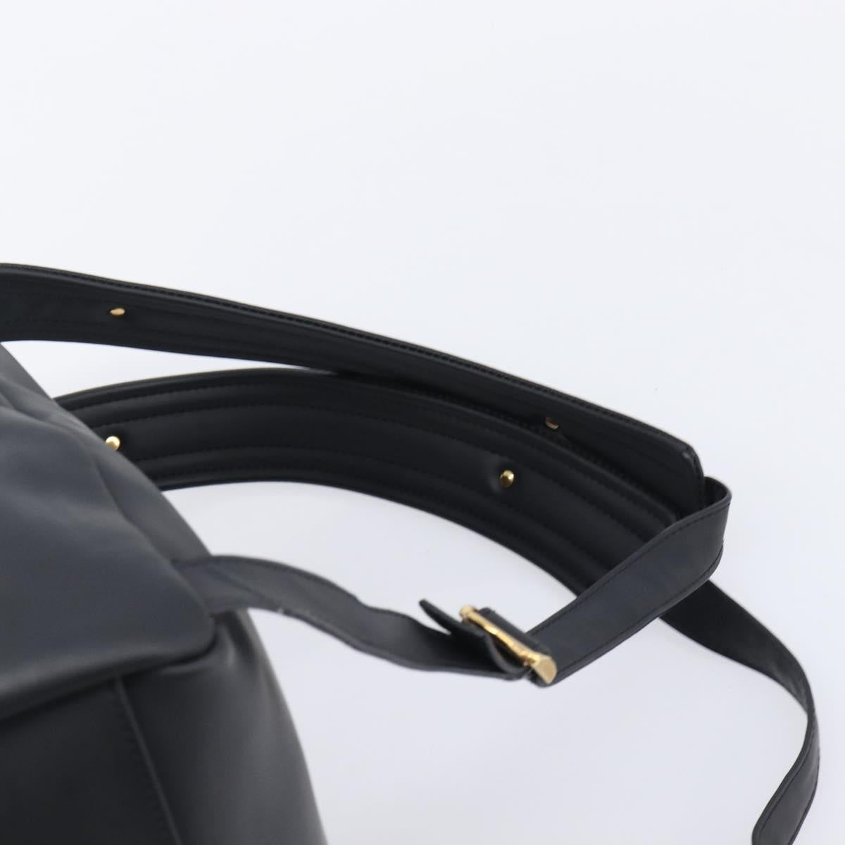 GIVENCHY Backpack Leather Black Gold Tone Auth kk718A