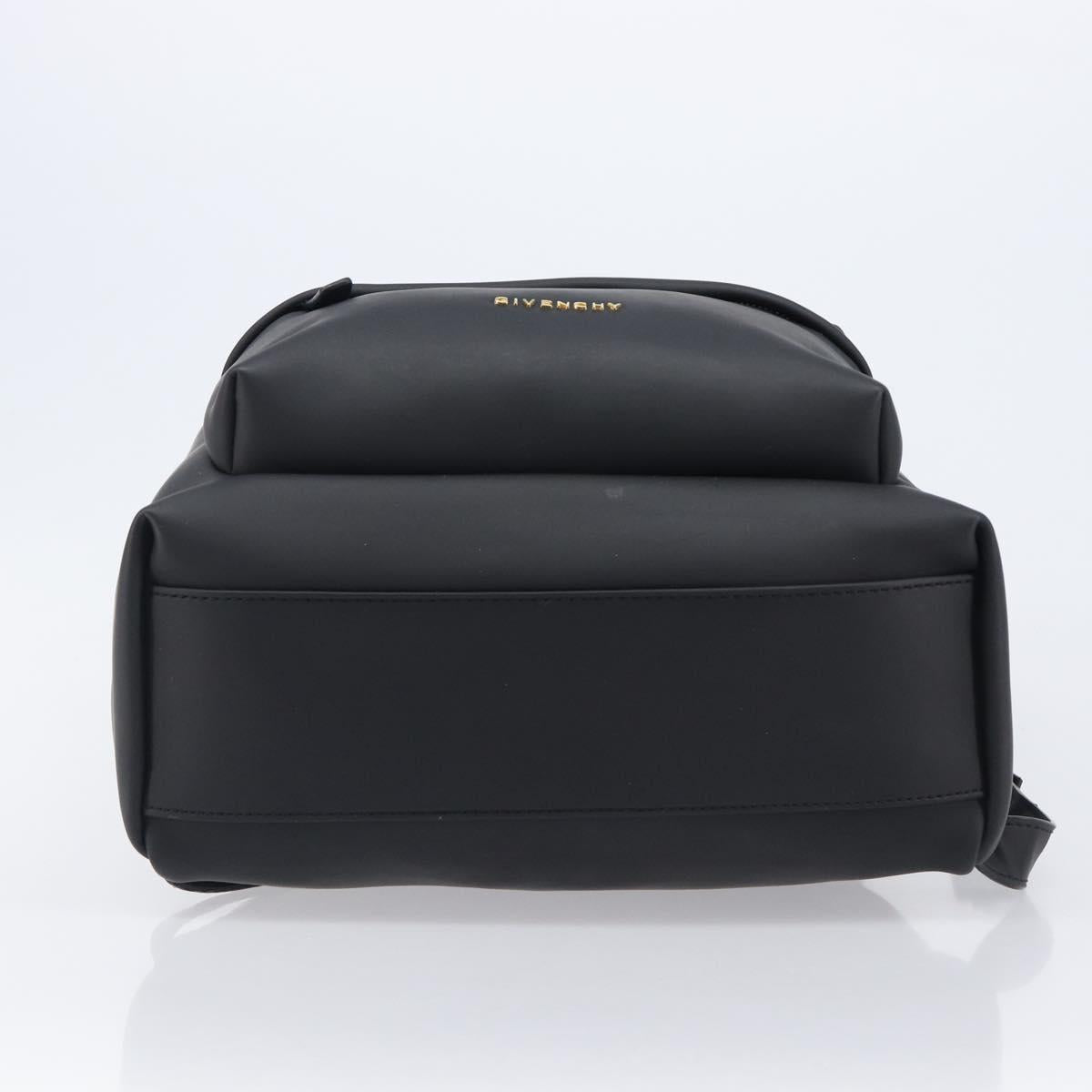 GIVENCHY Backpack Leather Black Gold Tone Auth kk718A