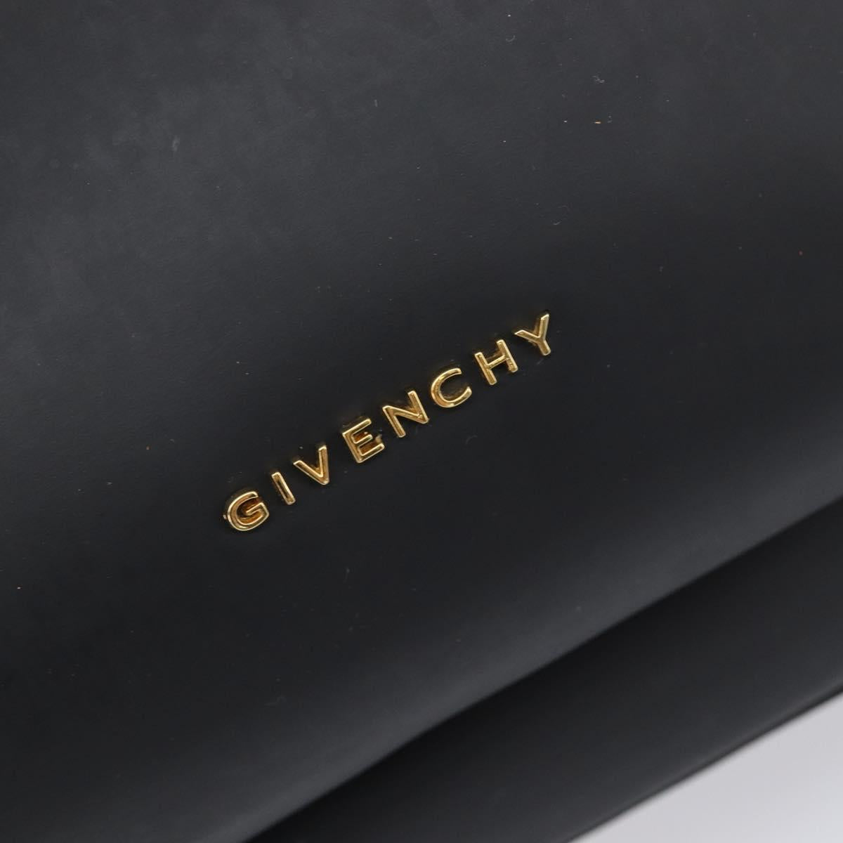 GIVENCHY Backpack Leather Black Gold Tone Auth kk718A