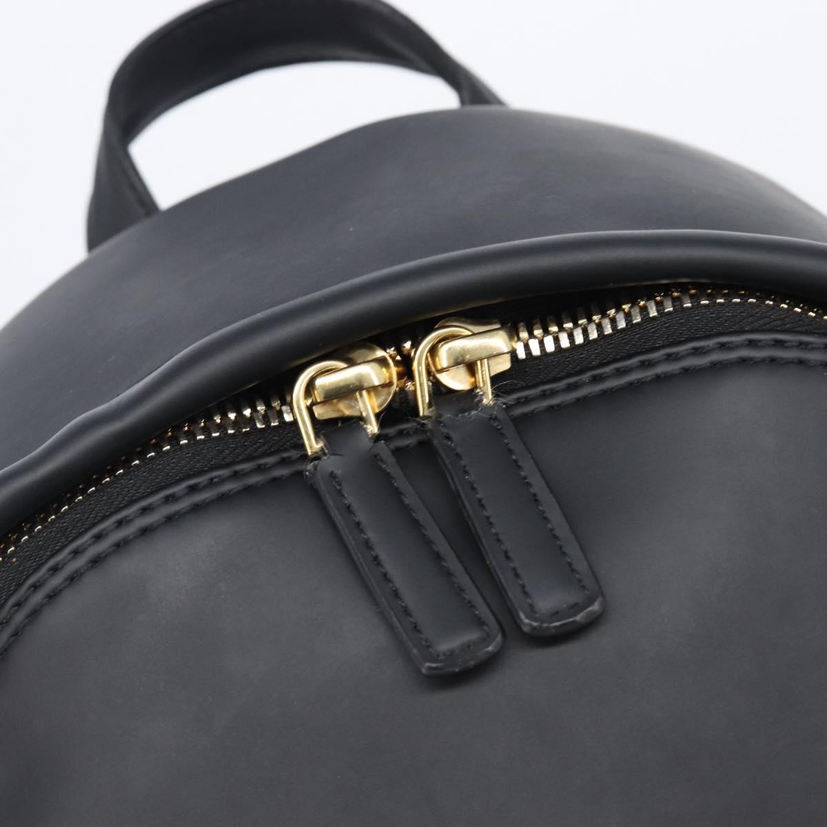 GIVENCHY Backpack Leather Black Gold Tone Auth kk718A