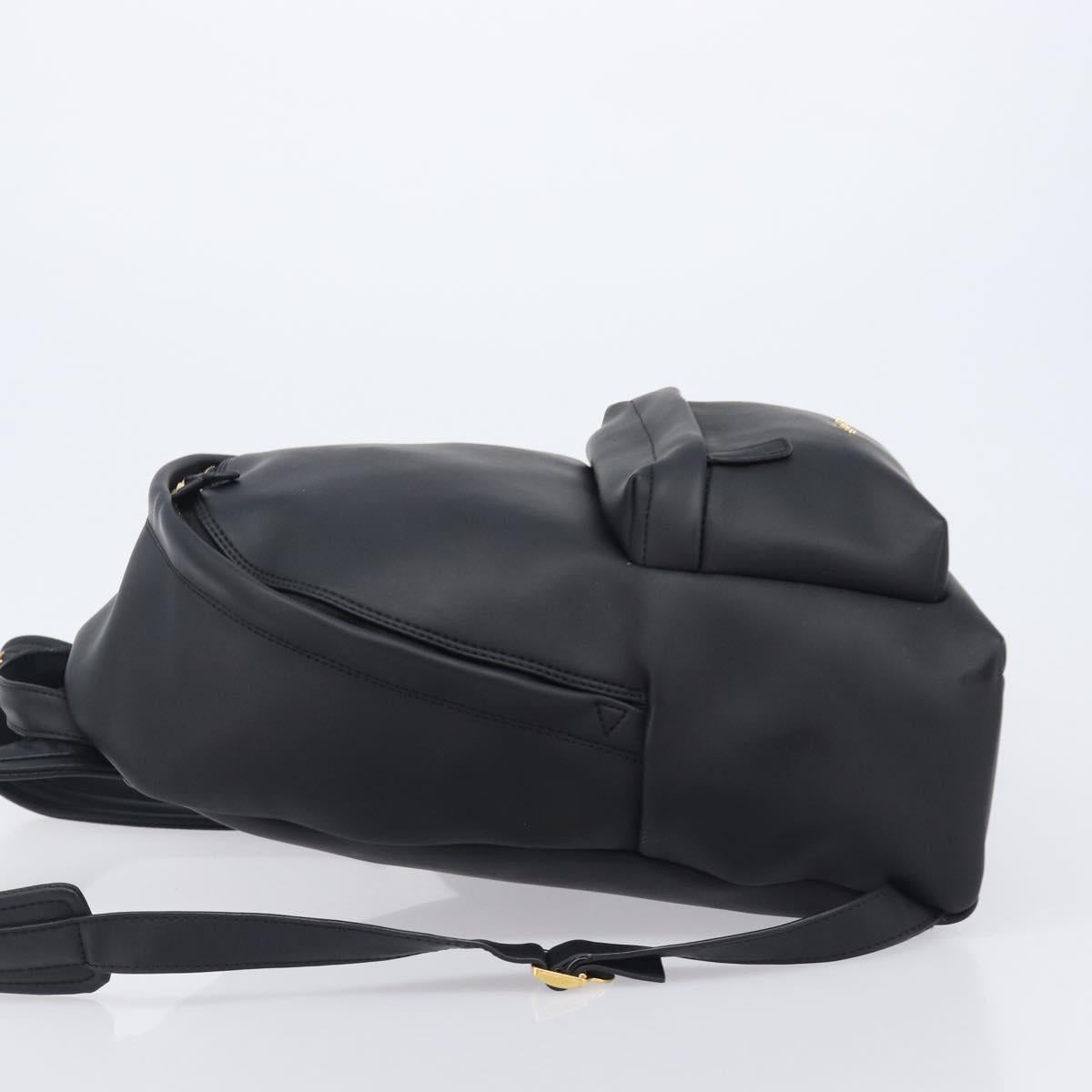 GIVENCHY Backpack Leather Black Gold Tone Auth kk718A