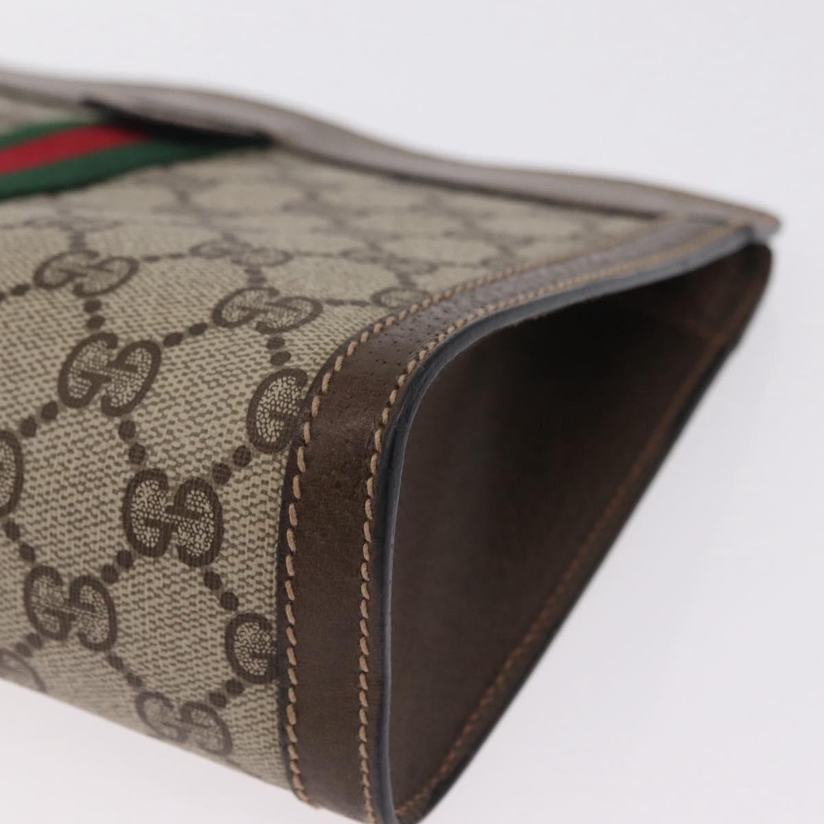 GUCCI GG Supreme Web Sherry Line Clutch Bag PVC Beige 89 01 001 Auth kk719