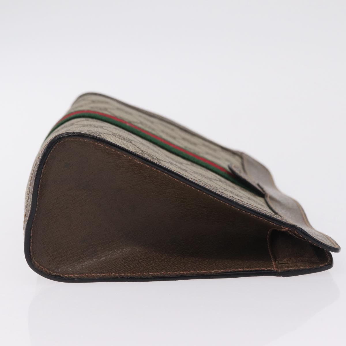 GUCCI GG Supreme Web Sherry Line Clutch Bag PVC Beige 89 01 001 Auth kk719
