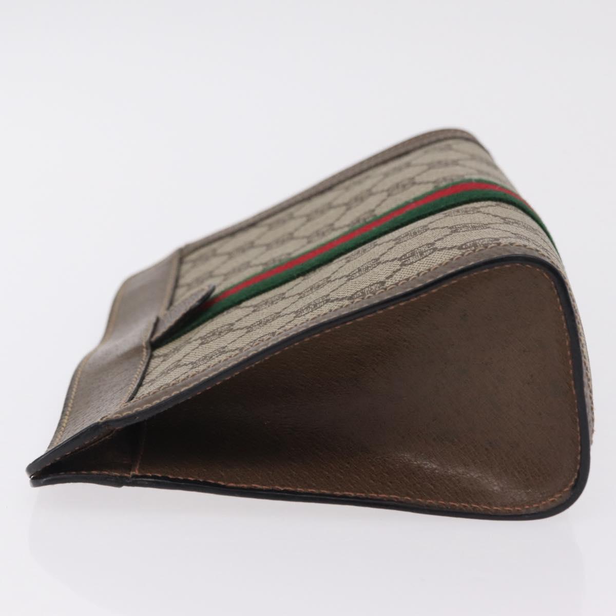 GUCCI GG Supreme Web Sherry Line Clutch Bag PVC Beige 89 01 001 Auth kk719