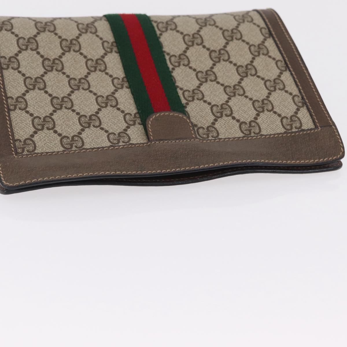 GUCCI GG Supreme Web Sherry Line Clutch Bag PVC Beige 89 01 001 Auth kk719