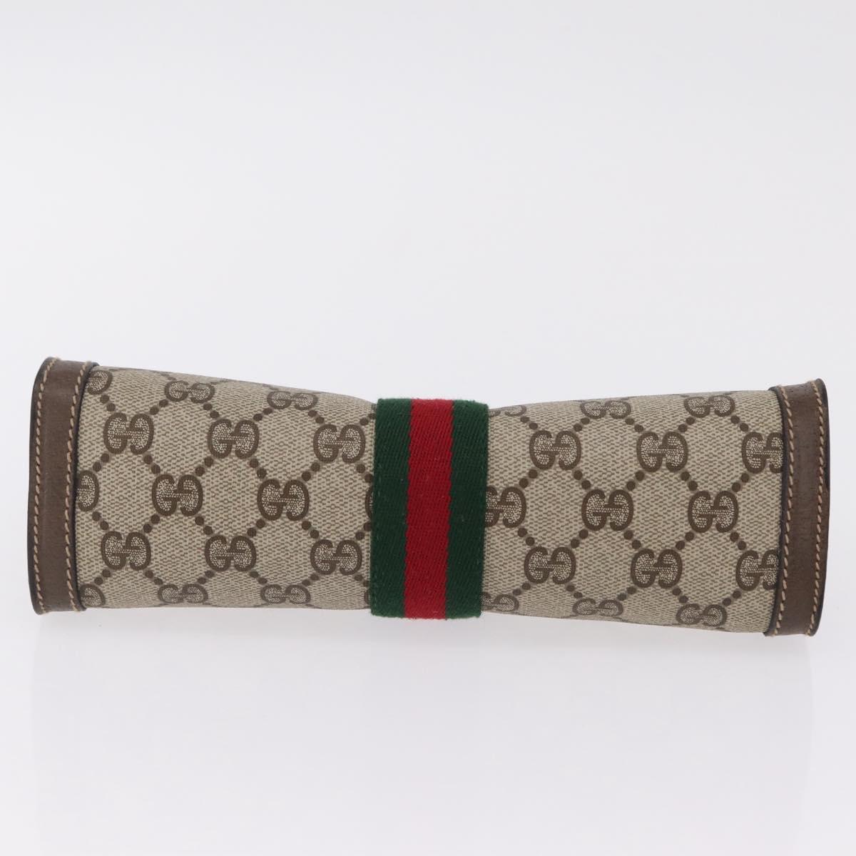 GUCCI GG Supreme Web Sherry Line Clutch Bag PVC Beige 89 01 001 Auth kk719