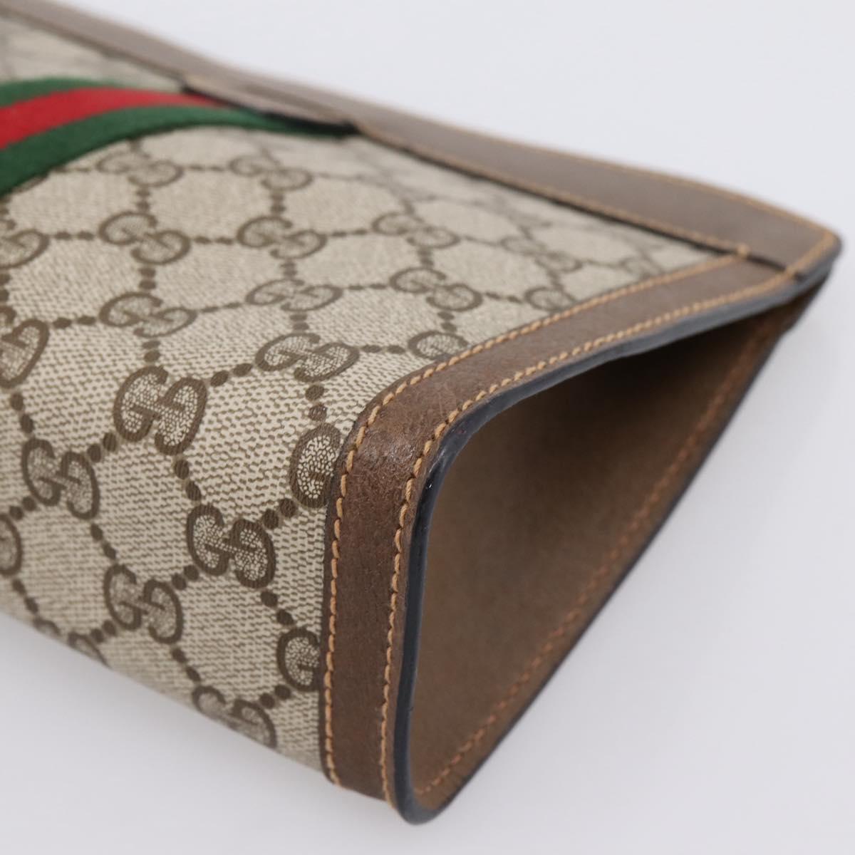 GUCCI GG Supreme Web Sherry Line Clutch Bag PVC Beige 89 01 001 Auth kk720