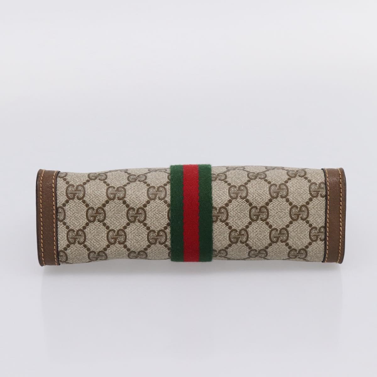 GUCCI GG Supreme Web Sherry Line Clutch Bag PVC Beige 89 01 001 Auth kk720