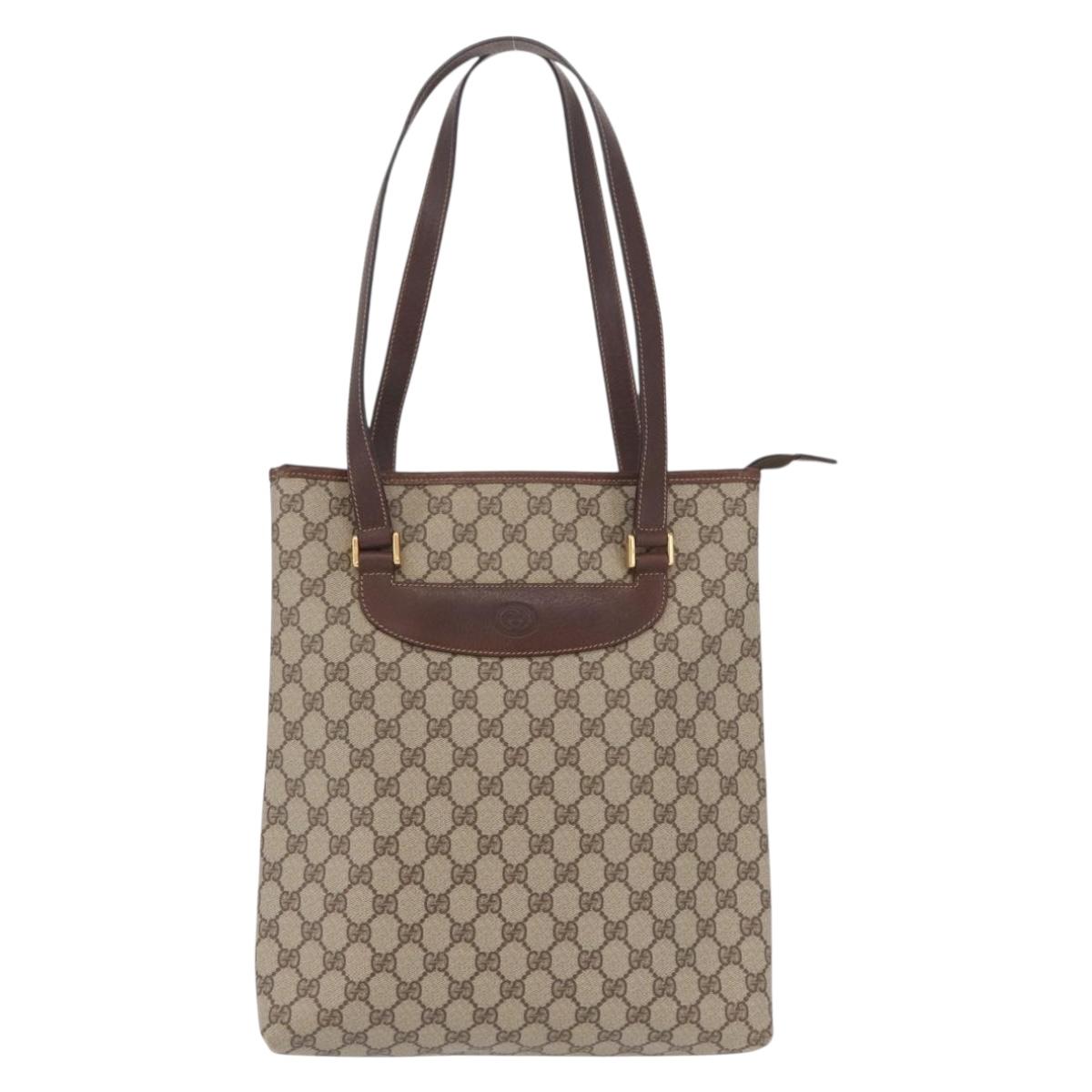 GUCCI GG Supreme Tote Bag PVC Beige Gold 002 39 6130 Auth kk725