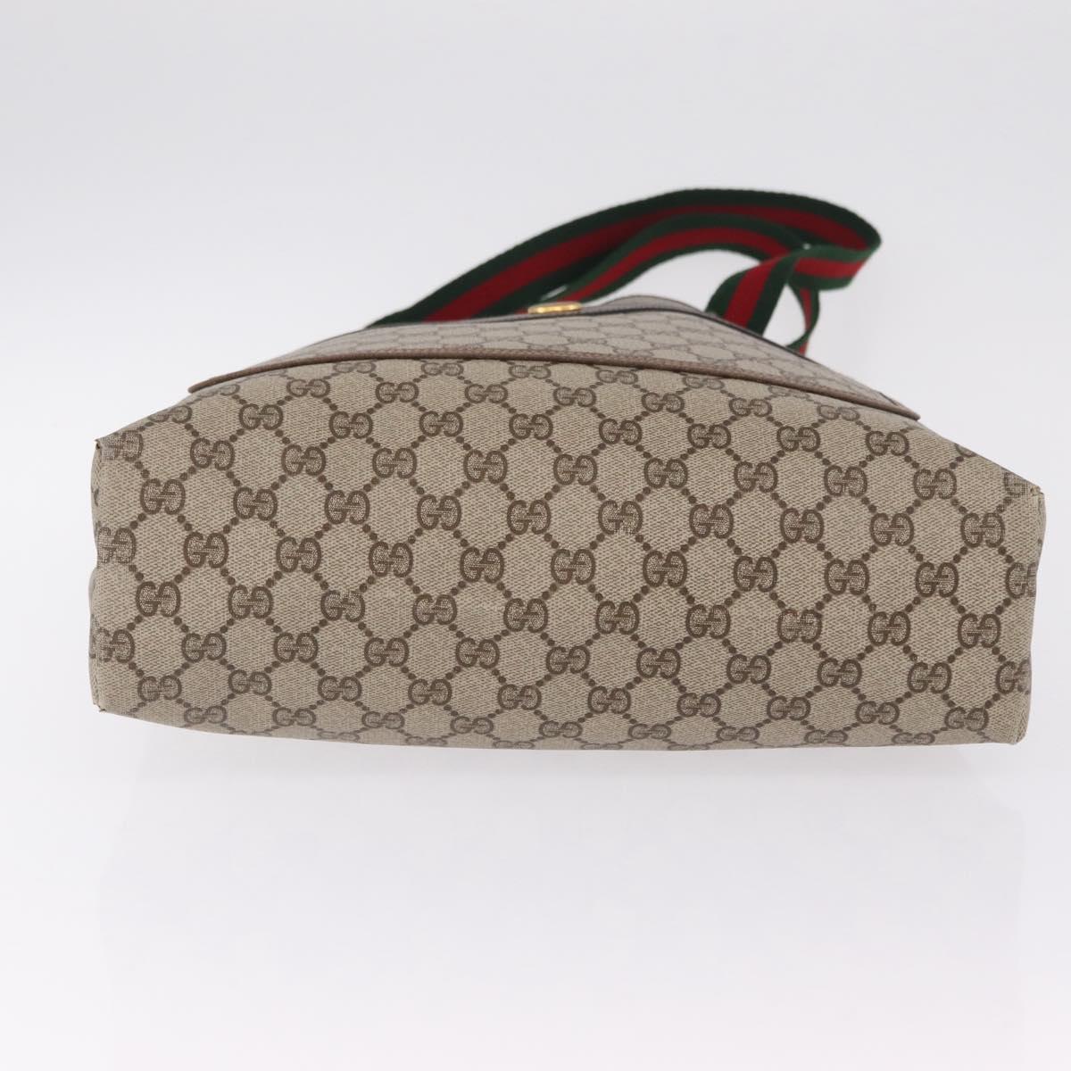 GUCCI GG Supreme Web Sherry Line Tote Bag PVC Beige Gold 39 02 003 Auth kk726