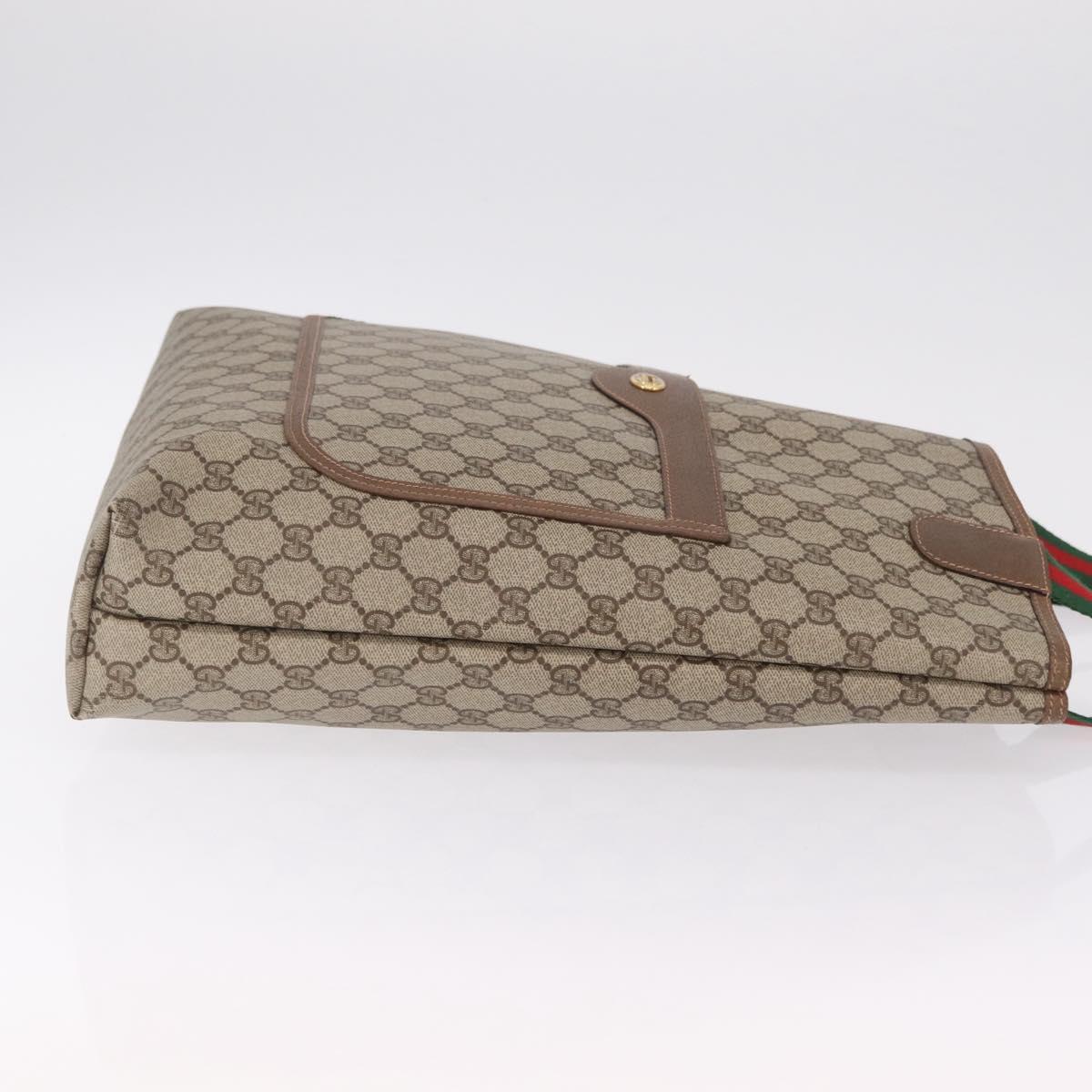 GUCCI GG Supreme Web Sherry Line Tote Bag PVC Beige Gold 40 02 003 Auth kk727