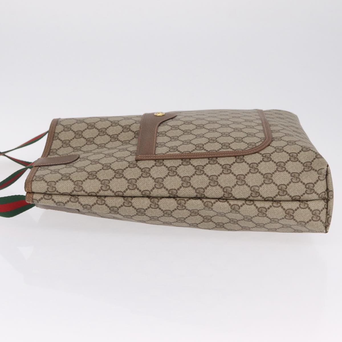 GUCCI GG Supreme Web Sherry Line Tote Bag PVC Beige Gold 40 02 003 Auth kk727