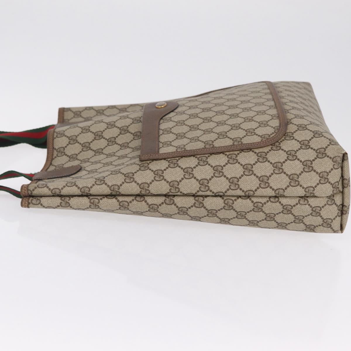 GUCCI GG Supreme Web Sherry Line Tote Bag PVC Beige Gold 39 02 003 Auth kk728