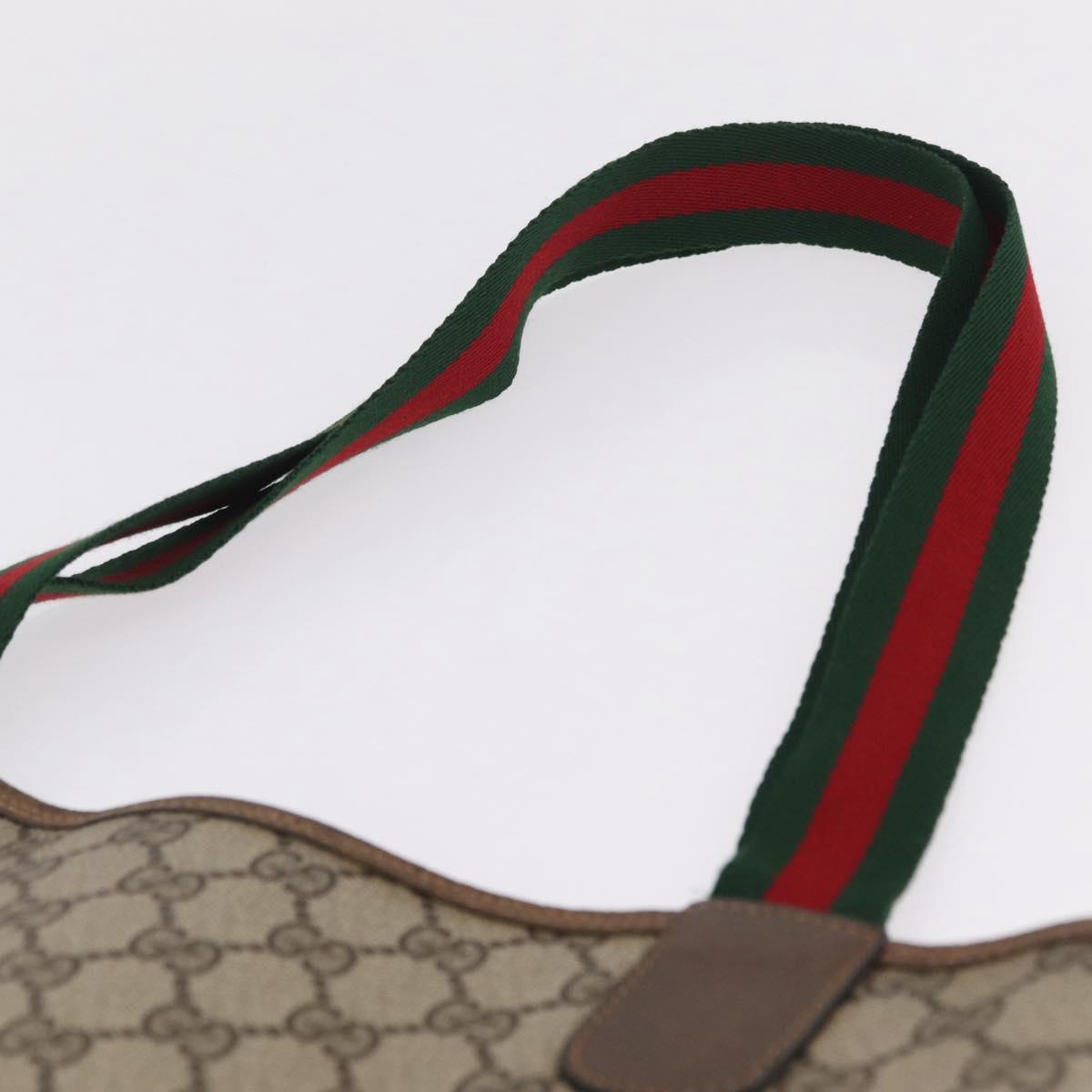 GUCCI GG Supreme Web Sherry Line Tote Bag PVC Beige Gold 39 02 003 Auth kk728