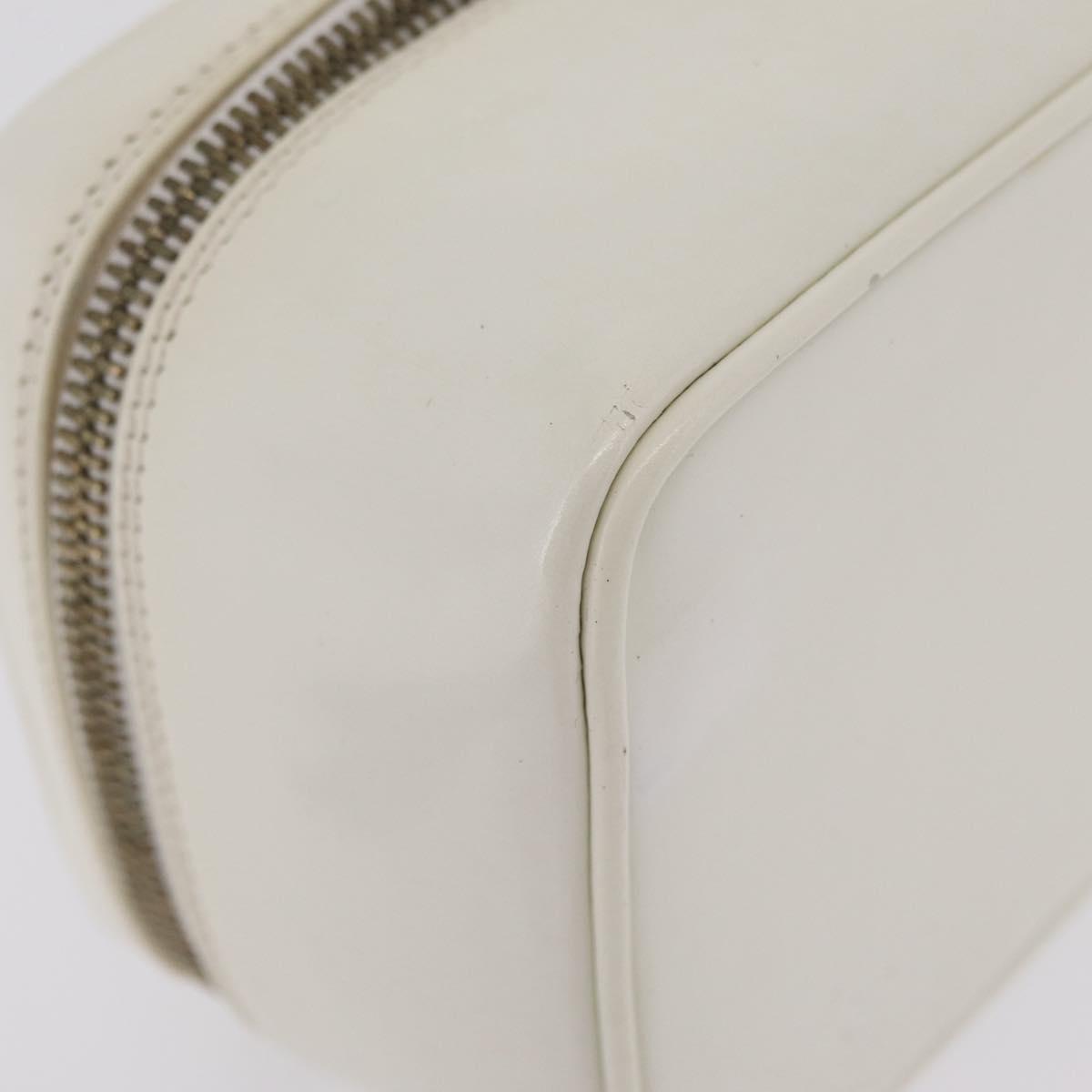 GUCCI Bamboo Vanity Hand Bag Patent Leather White Gold 032 1956 0151 Auth kk729
