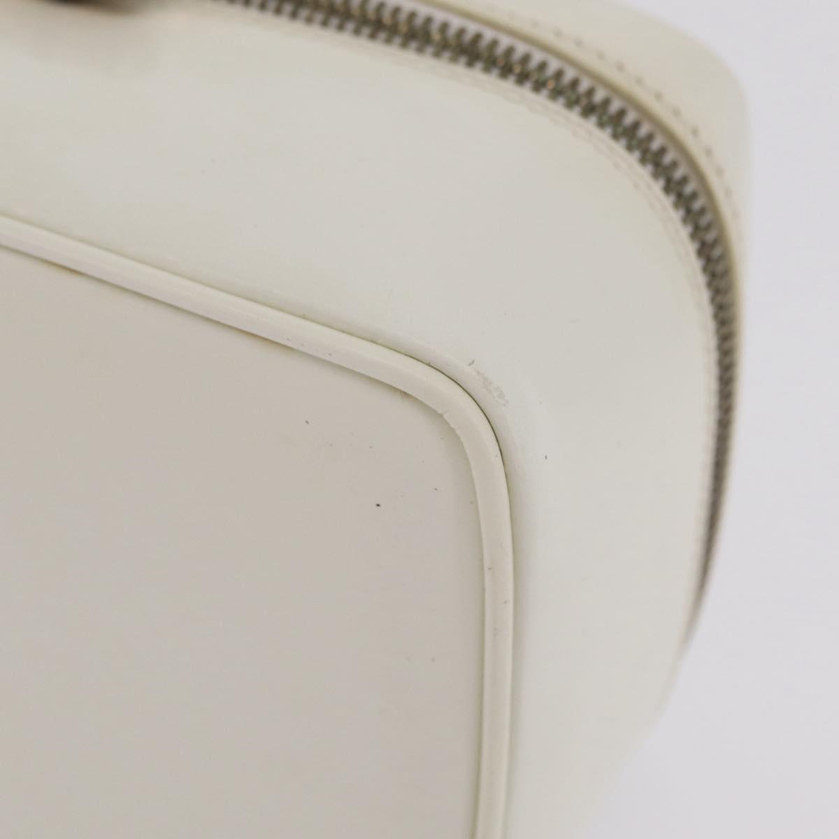 GUCCI Bamboo Vanity Hand Bag Patent Leather White Gold 032 1956 0151 Auth kk729