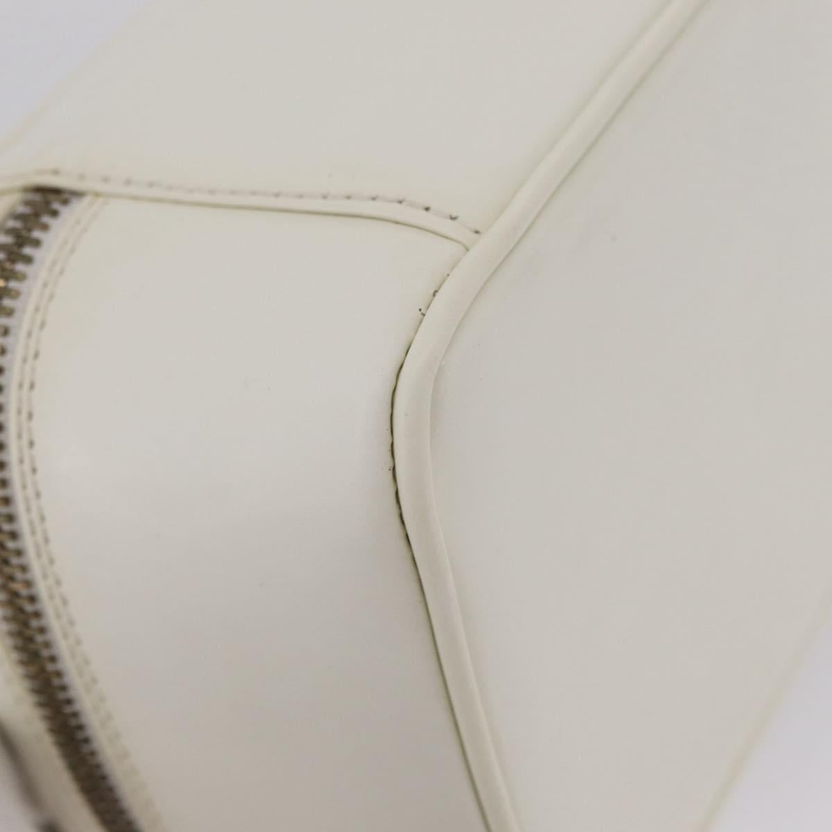GUCCI Bamboo Vanity Hand Bag Patent Leather White Gold 032 1956 0151 Auth kk729