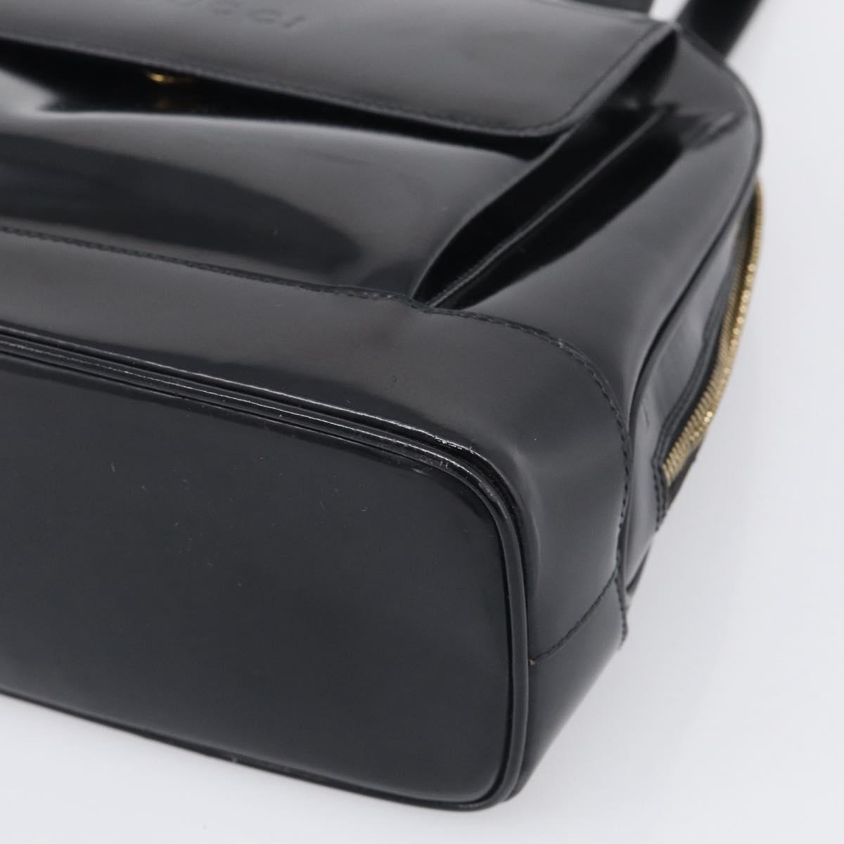 GUCCI Shoulder Bag Patent Leather Black Gold 001 1075 1650 0 Auth kk730