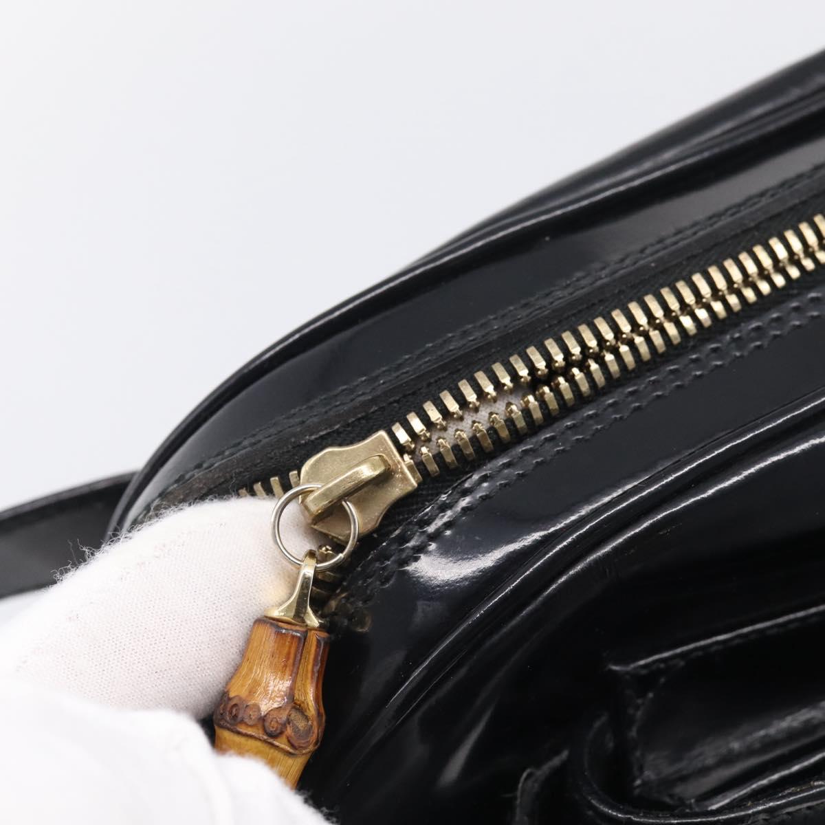 GUCCI Shoulder Bag Patent Leather Black Gold 001 1075 1650 0 Auth kk730