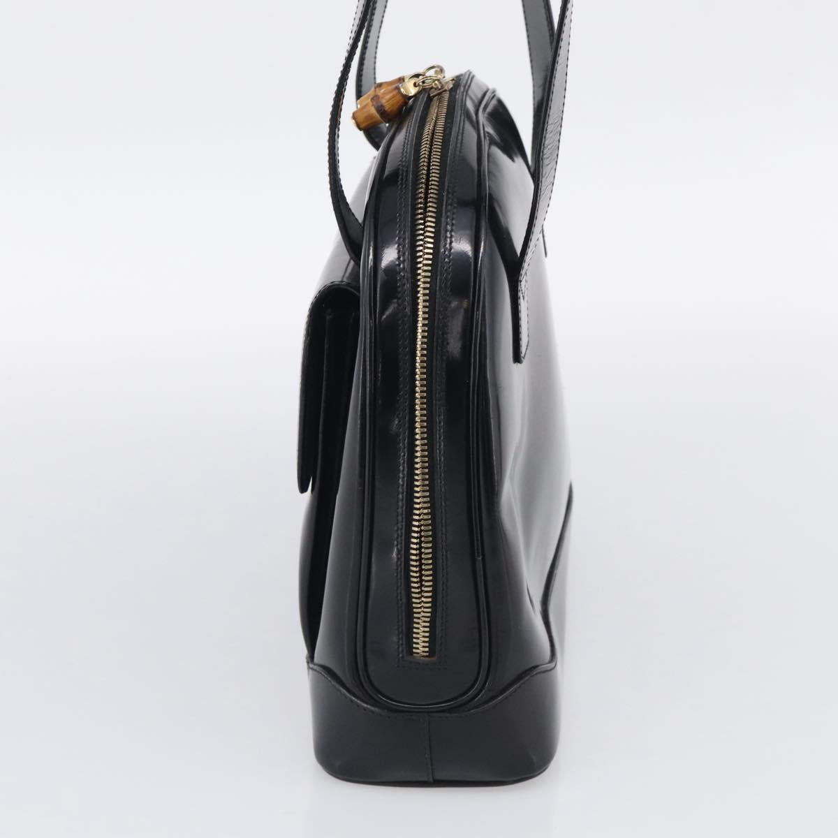 GUCCI Shoulder Bag Patent Leather Black Gold 001 1075 1650 0 Auth kk730