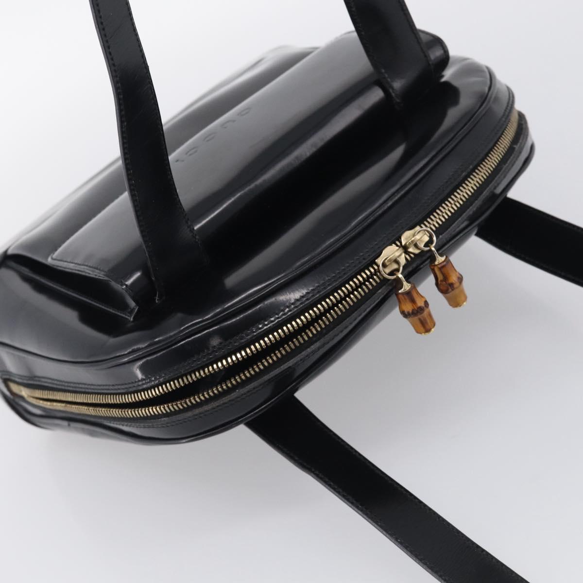 GUCCI Shoulder Bag Patent Leather Black Gold 001 1075 1650 0 Auth kk730