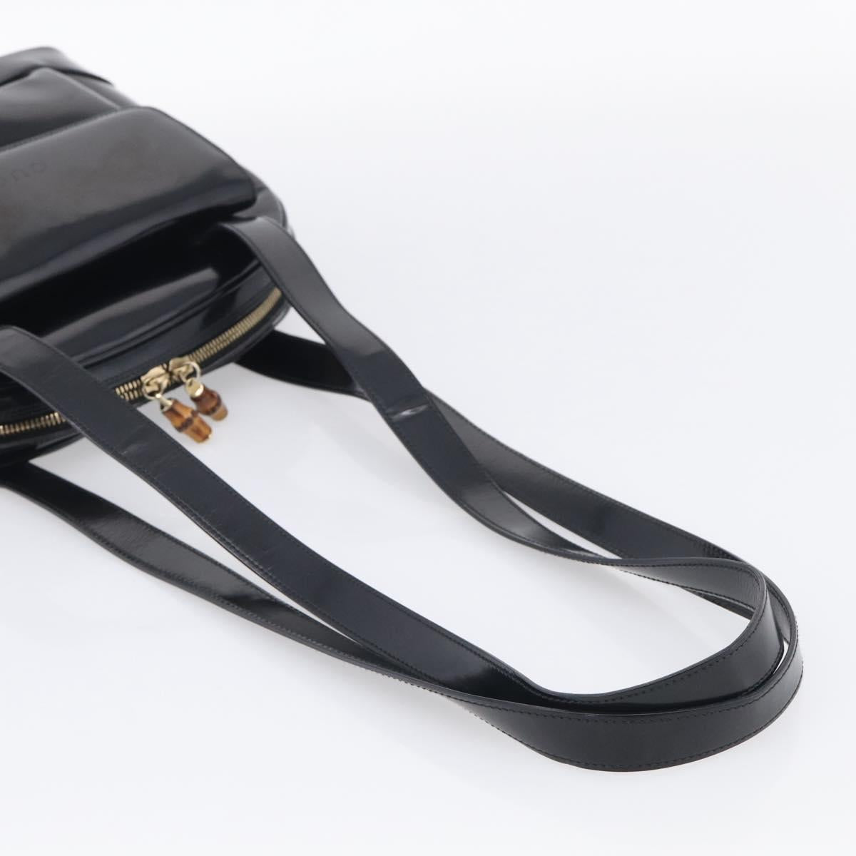 GUCCI Shoulder Bag Patent Leather Black Gold 001 1075 1650 0 Auth kk730