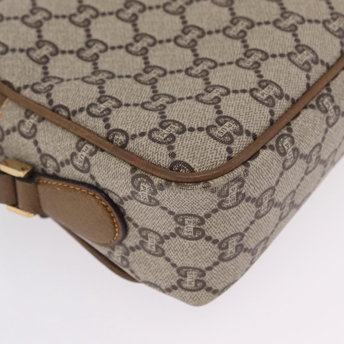 GUCCI GG Plus Supreme Shoulder Bag PVC Beige Gold Auth kk731