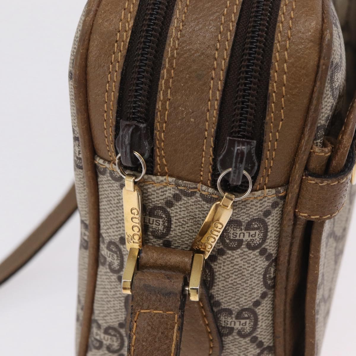 GUCCI GG Plus Supreme Shoulder Bag PVC Beige Gold Auth kk731