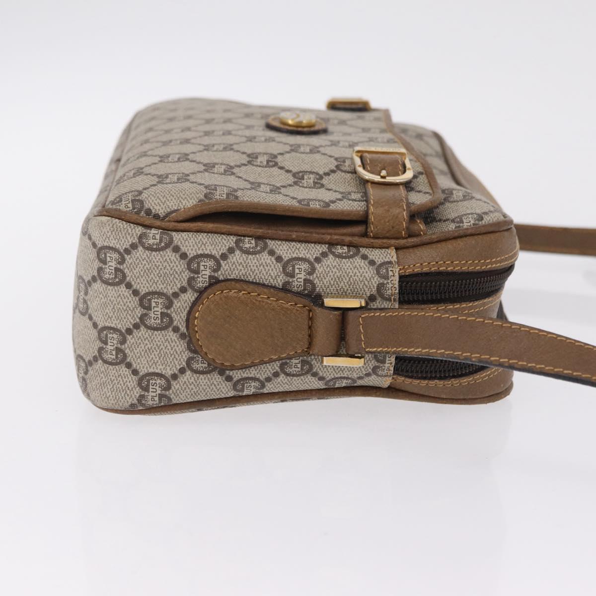 GUCCI GG Plus Supreme Shoulder Bag PVC Beige Gold Auth kk731