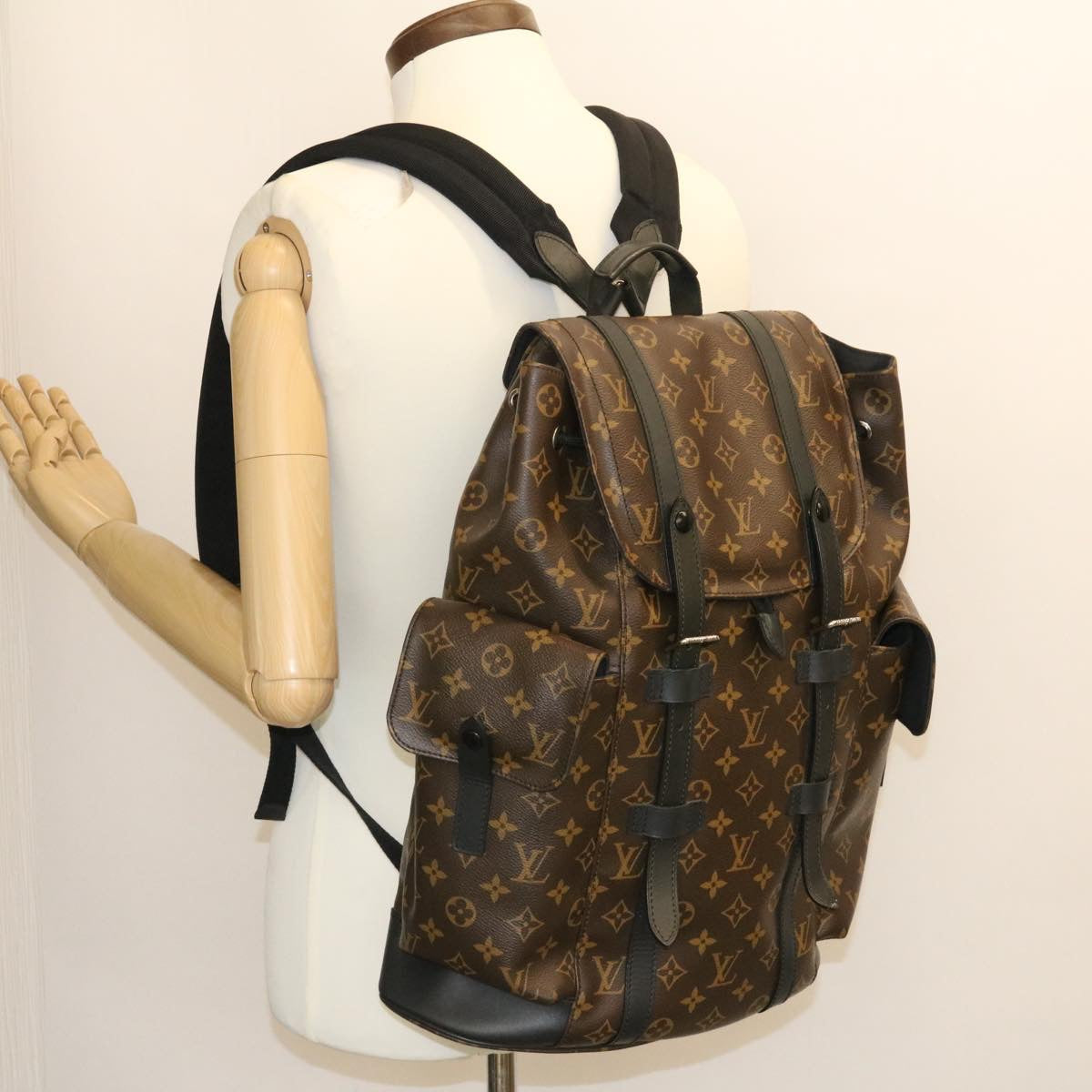 LOUIS VUITTON Monogram Macassar Christopher PM Backpack M43735 LV Auth knn004