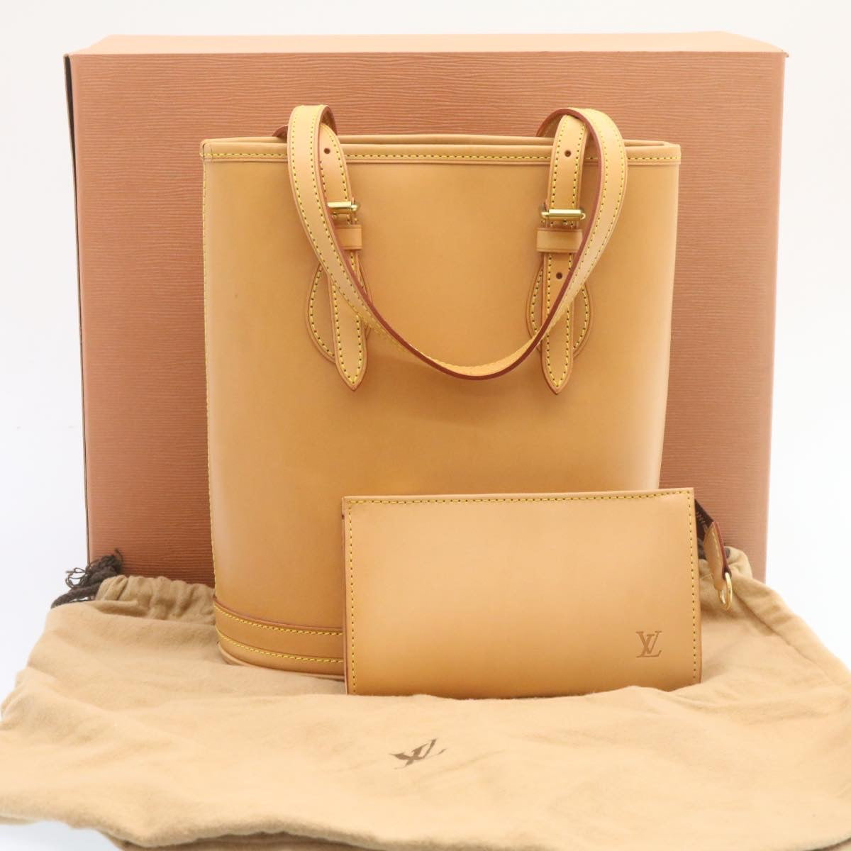 LOUIS VUITTON Nomad Bucket PM Shoulder Bag Beige M85001 LV Auth knn055