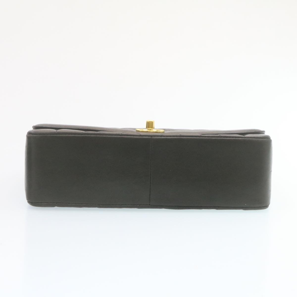 CHANEL Chain Turn Lock Diana Matelasse Shoulder Bag Lamb Skin Black Auth knn076