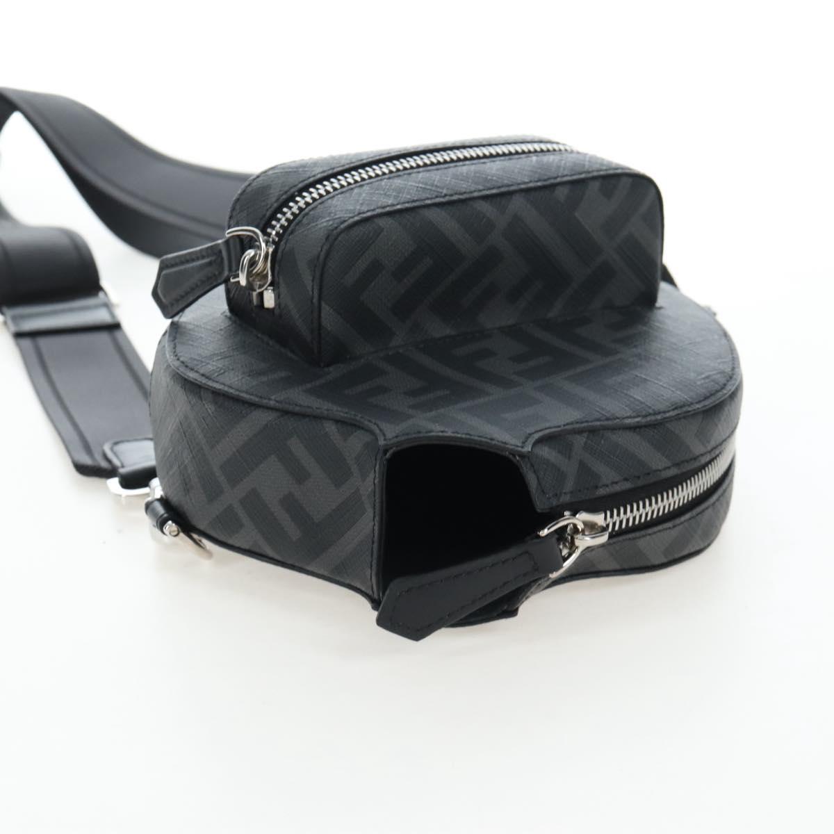 FENDI Zucca Ping Pong Set Racket Case PVC Black Silver 7AS070 Auth LN002M