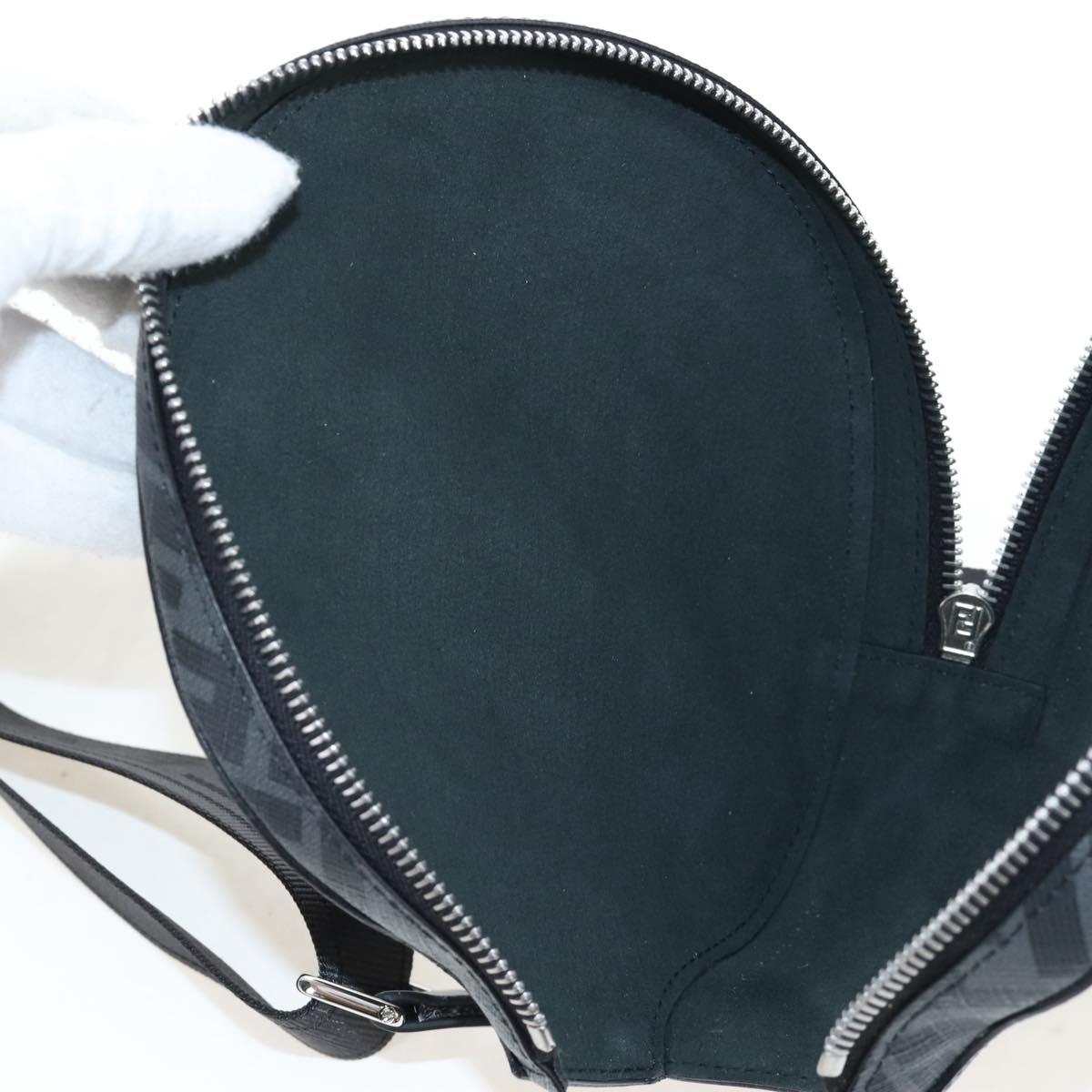 FENDI Zucca Ping Pong Set Racket Case PVC Black Silver 7AS070 Auth LN002M