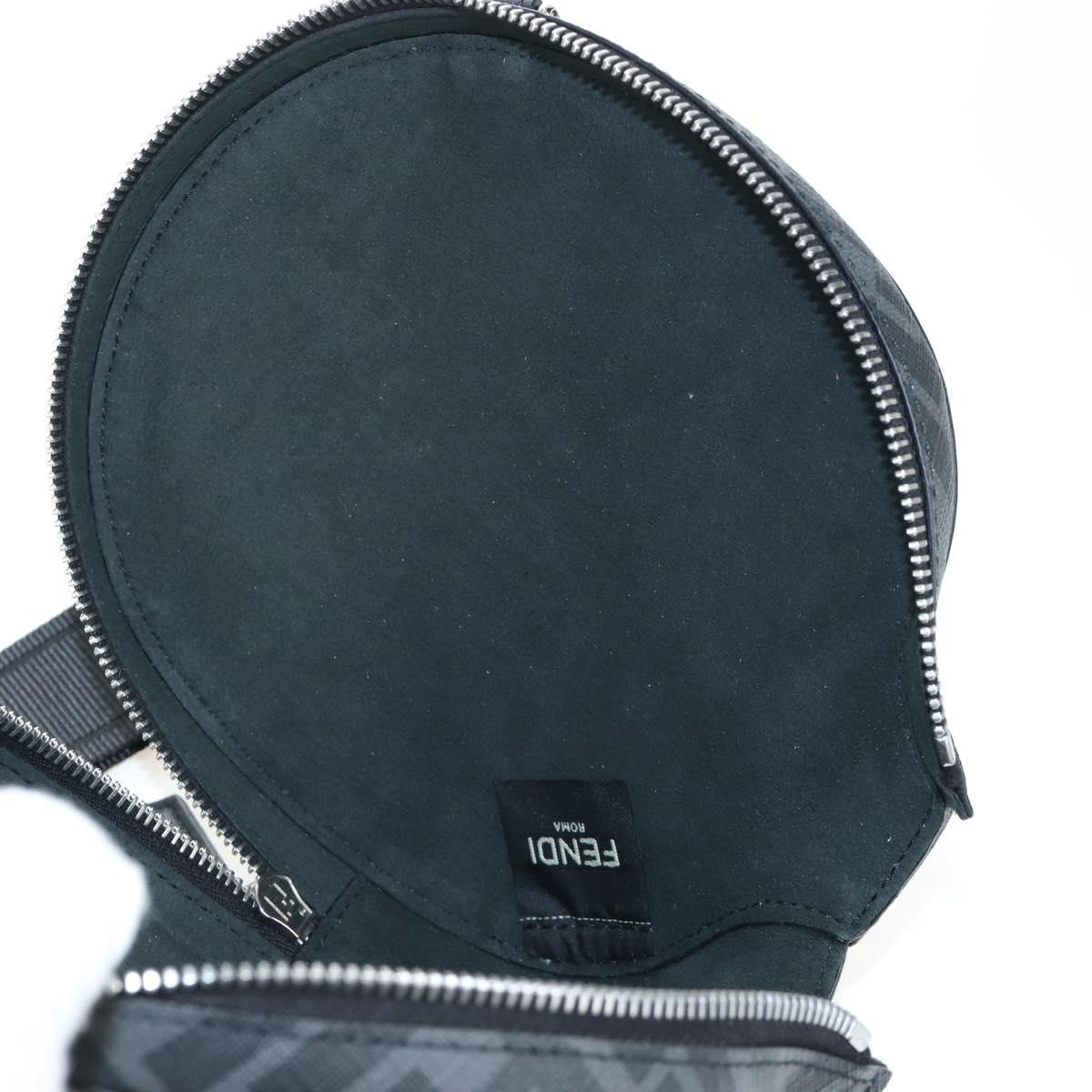 FENDI Zucca Ping Pong Set Racket Case PVC Black Silver 7AS070 Auth LN002M