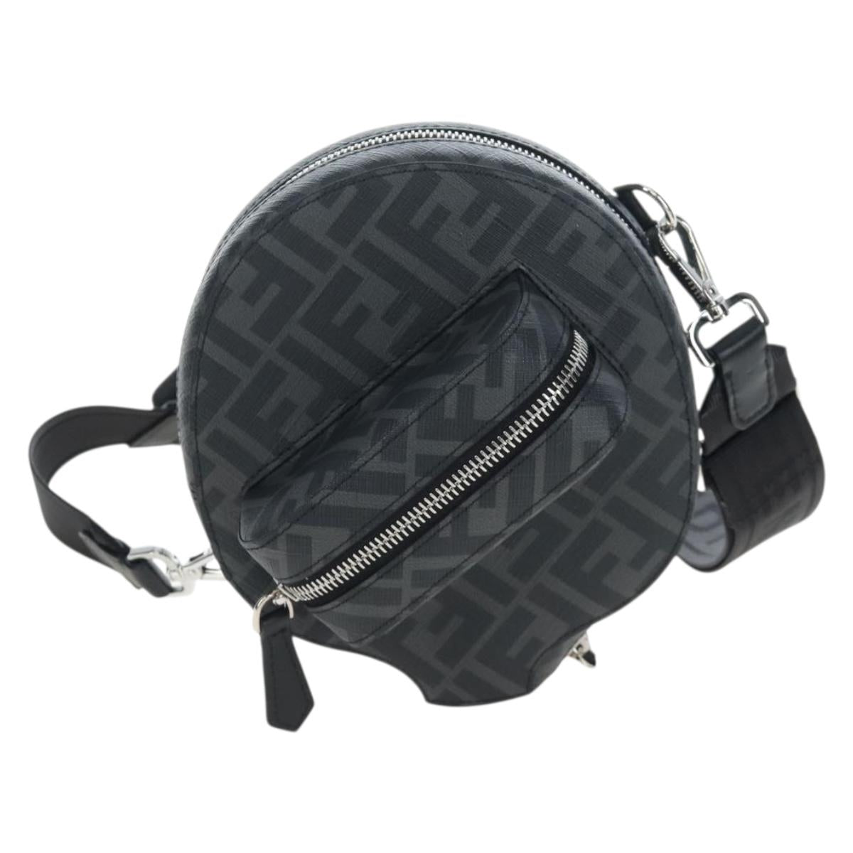FENDI Zucca Ping Pong Set Racket Case PVC Black Silver 7AS070 Auth LN002M